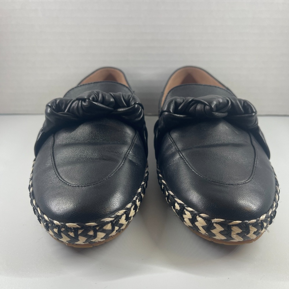 Cole Haan Cloudfeel Knotted Leather Espadrille Flats Womens 7B Black New